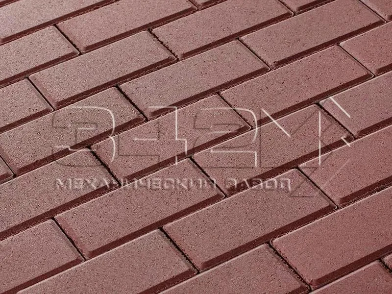 Тротуарная плитка Брусчатка, Красный, 60 мм
