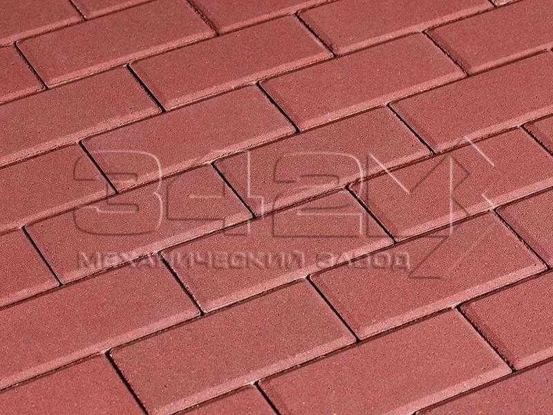 Тротуарная плитка Брусчатка, Ярко-красный, 60 мм